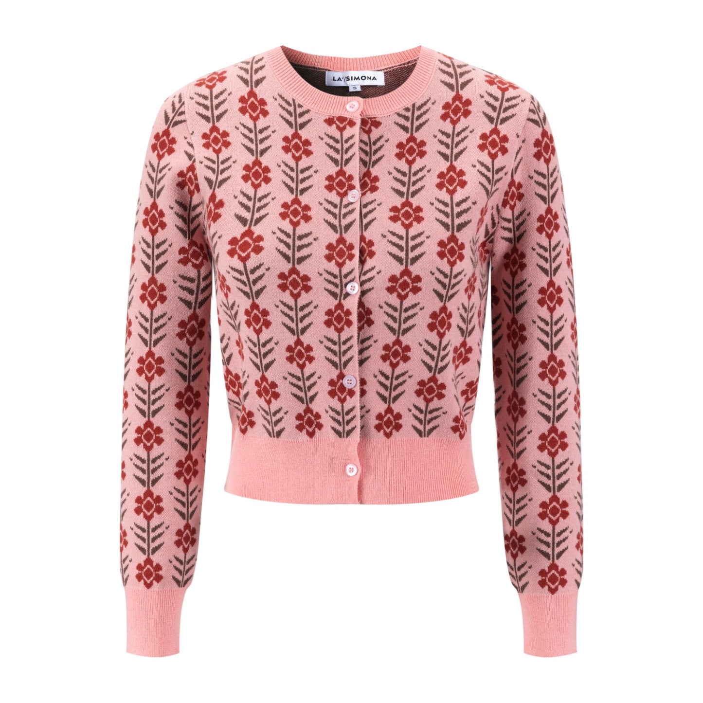 Pink And Rust Floral Cardigan