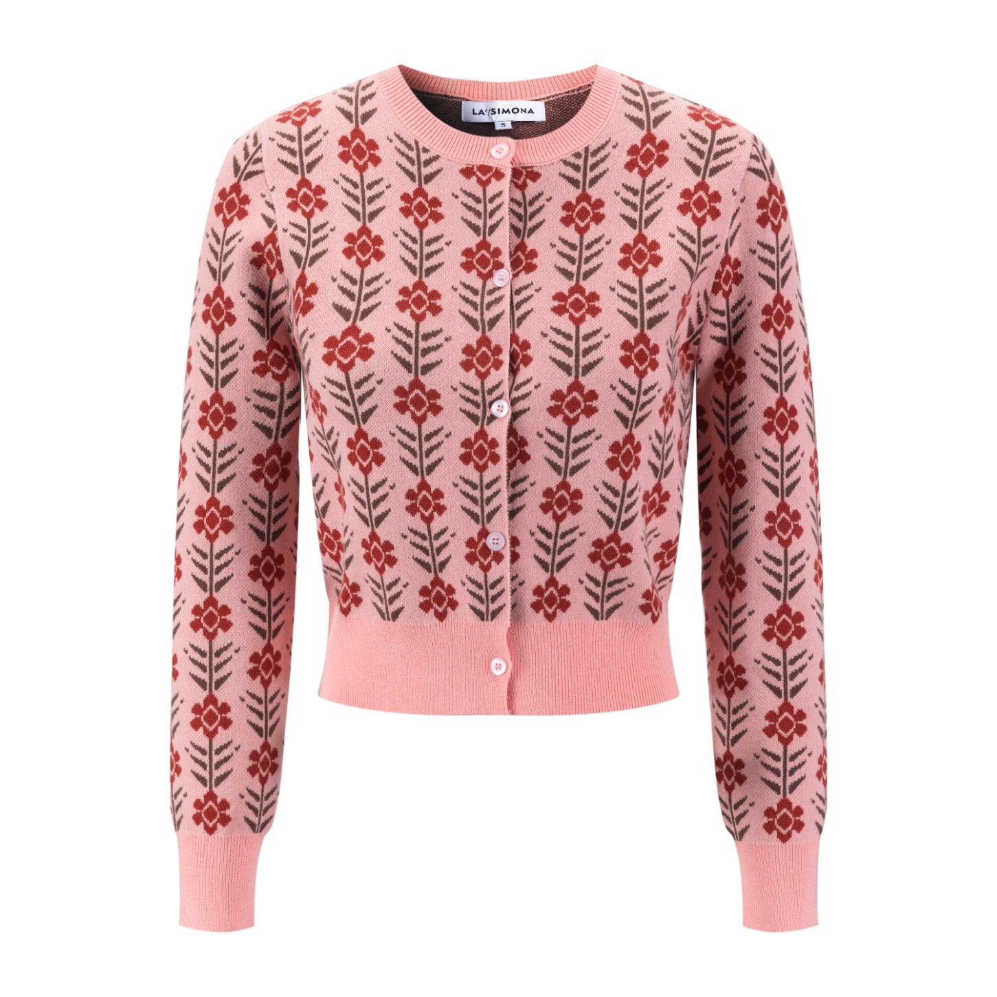 Pink And Rust Floral Cardigan