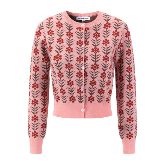 Pink And Rust Floral Cardigan