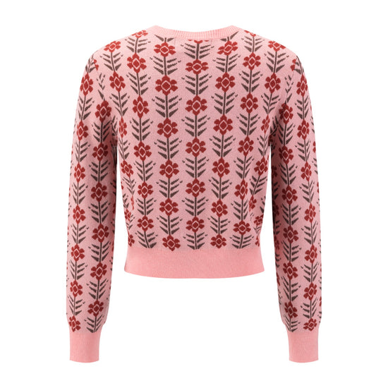 Pink And Rust Floral Cardigan