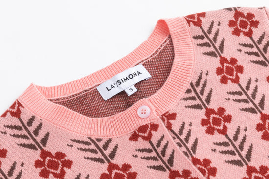 Pink And Rust Floral Cardigan