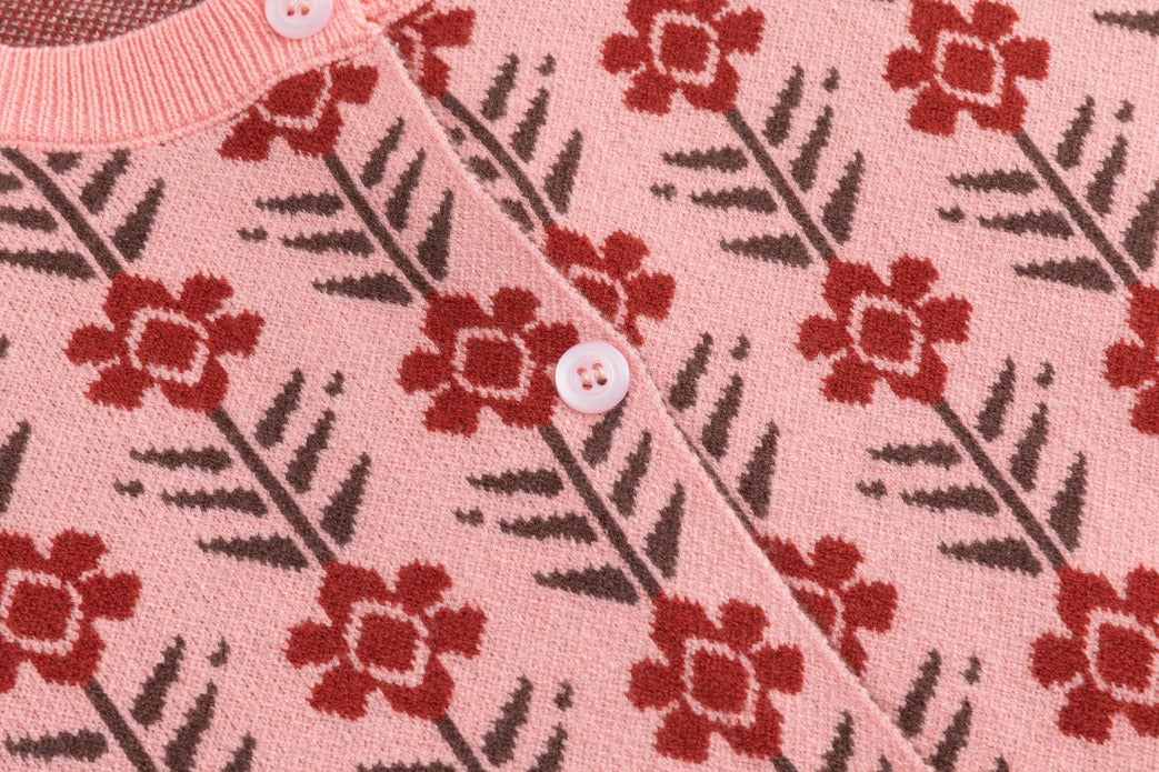 Pink And Rust Floral Cardigan