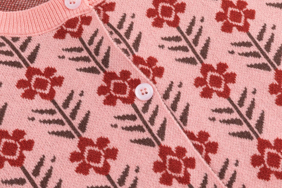 Pink And Rust Floral Cardigan