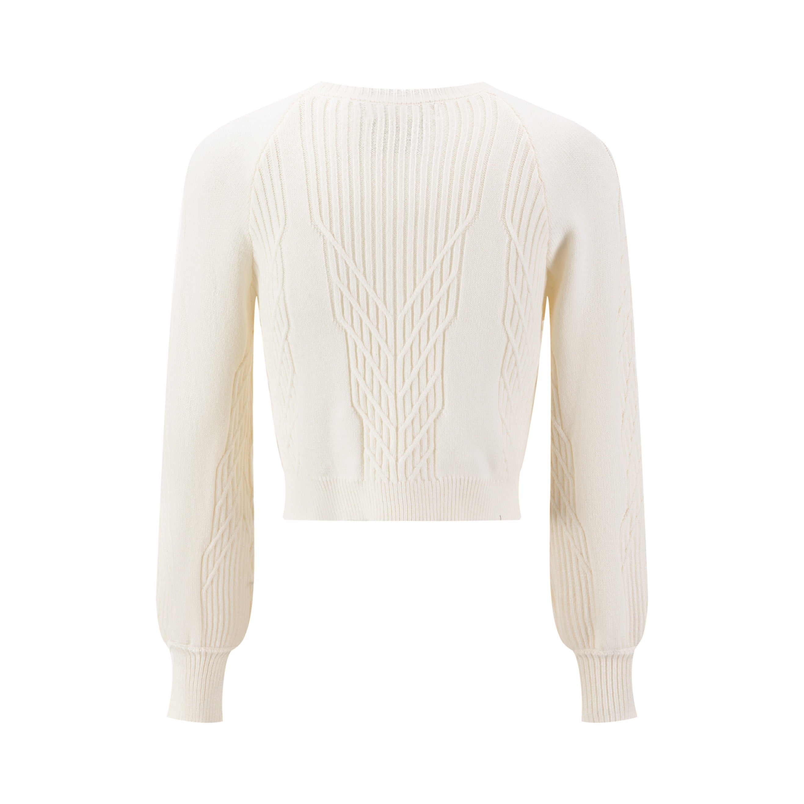 Ivory And Blue Beaded Knit Top