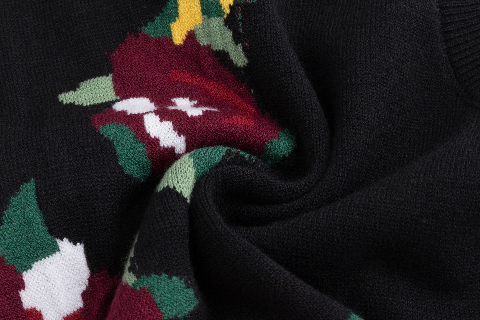 Black Knit Vest With Multicolored Floral Print