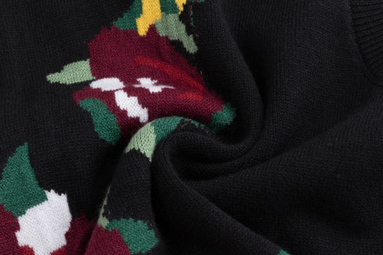 Black Knit Vest With Multicolored Floral Print