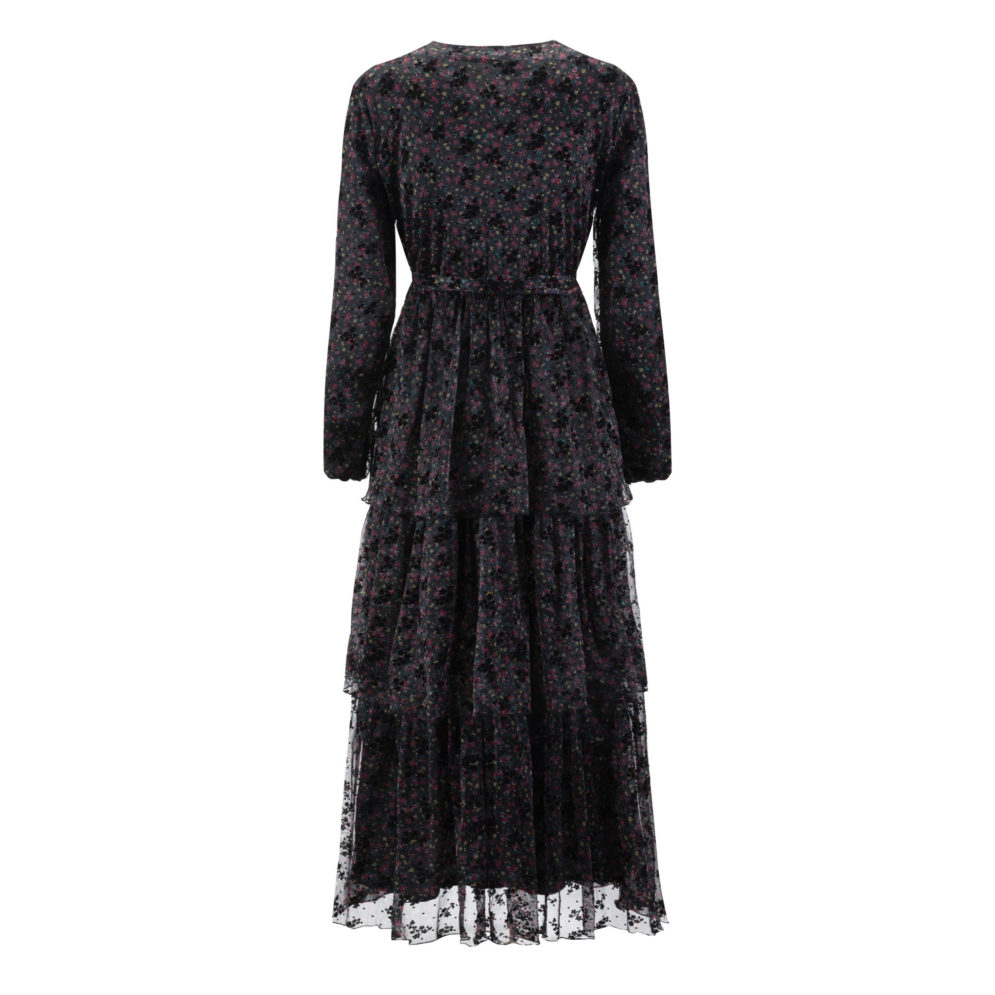 Black And Red Mesh Layered Dress