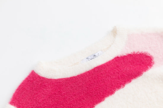 Pink And White Knit Sweater