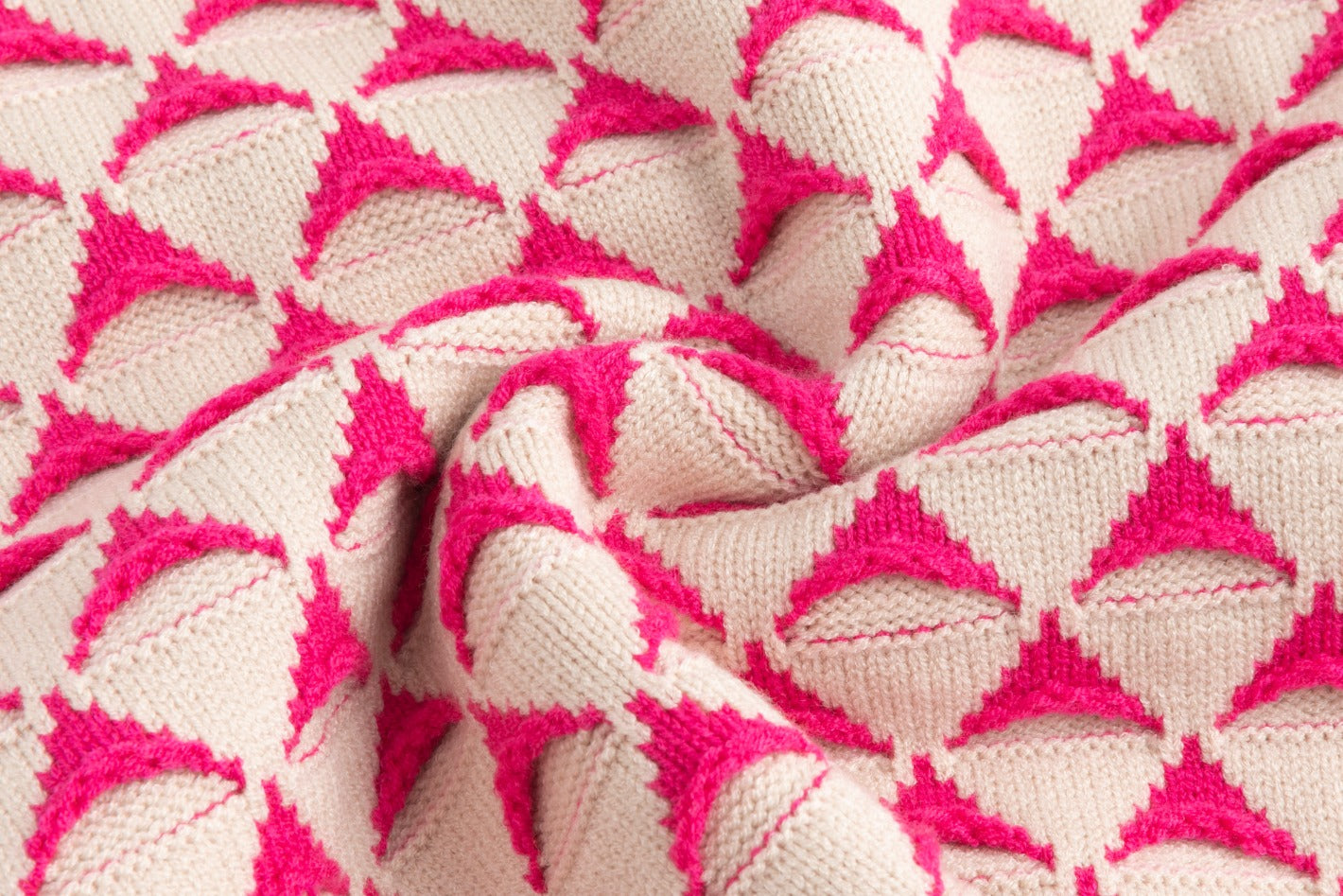 Pink And Tan Triangle Printed Knit Sweater