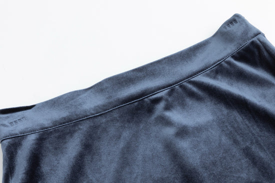 Velvet A-Line Midi Skirt - Blue