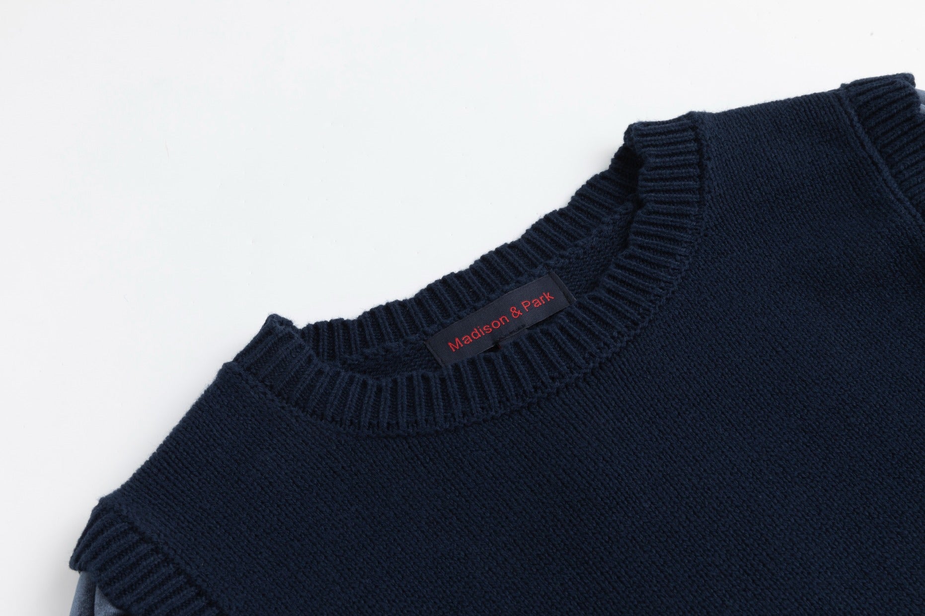 Knit Center Velvet Sleeves Top - Blue