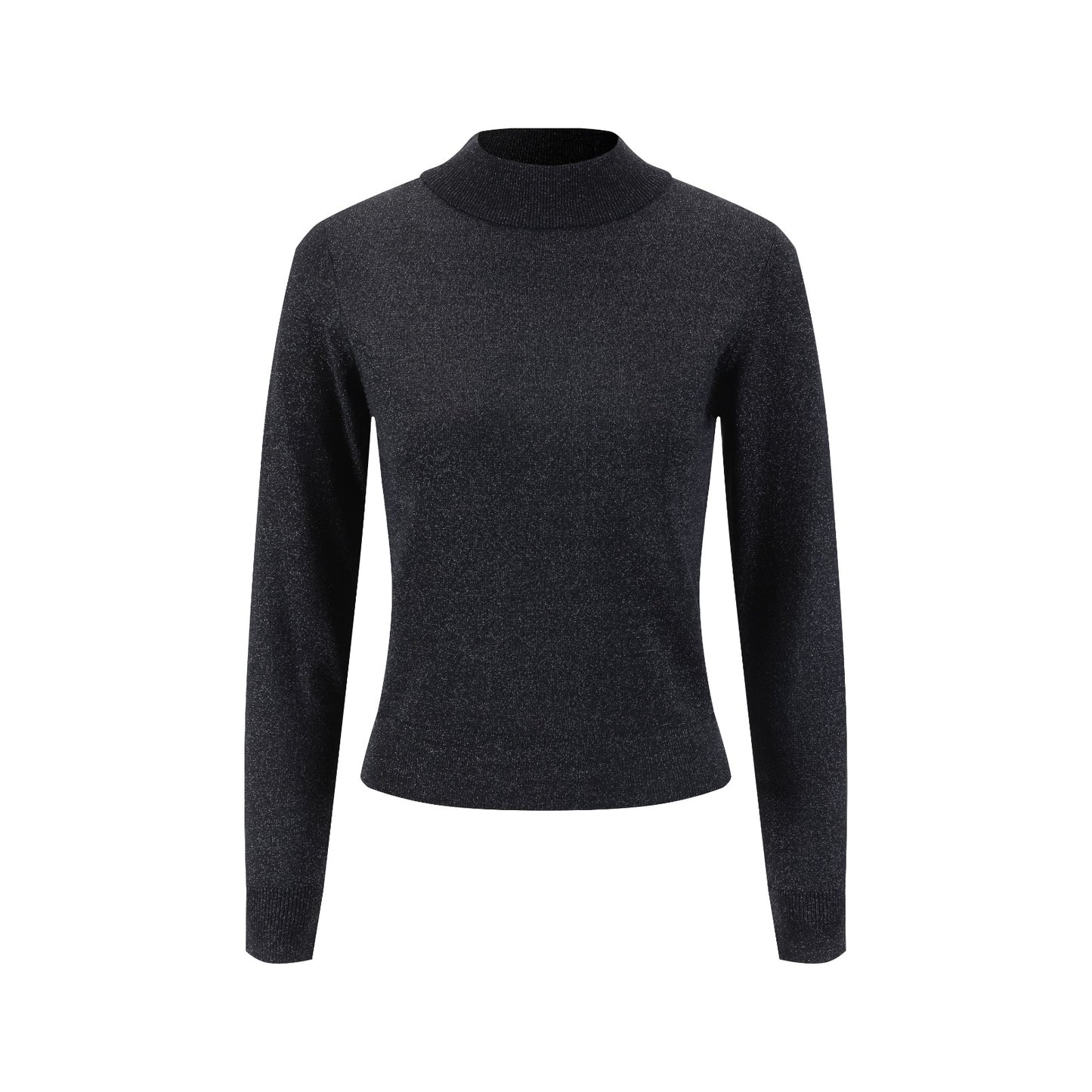 Metallic Silver Knit Turtleneck