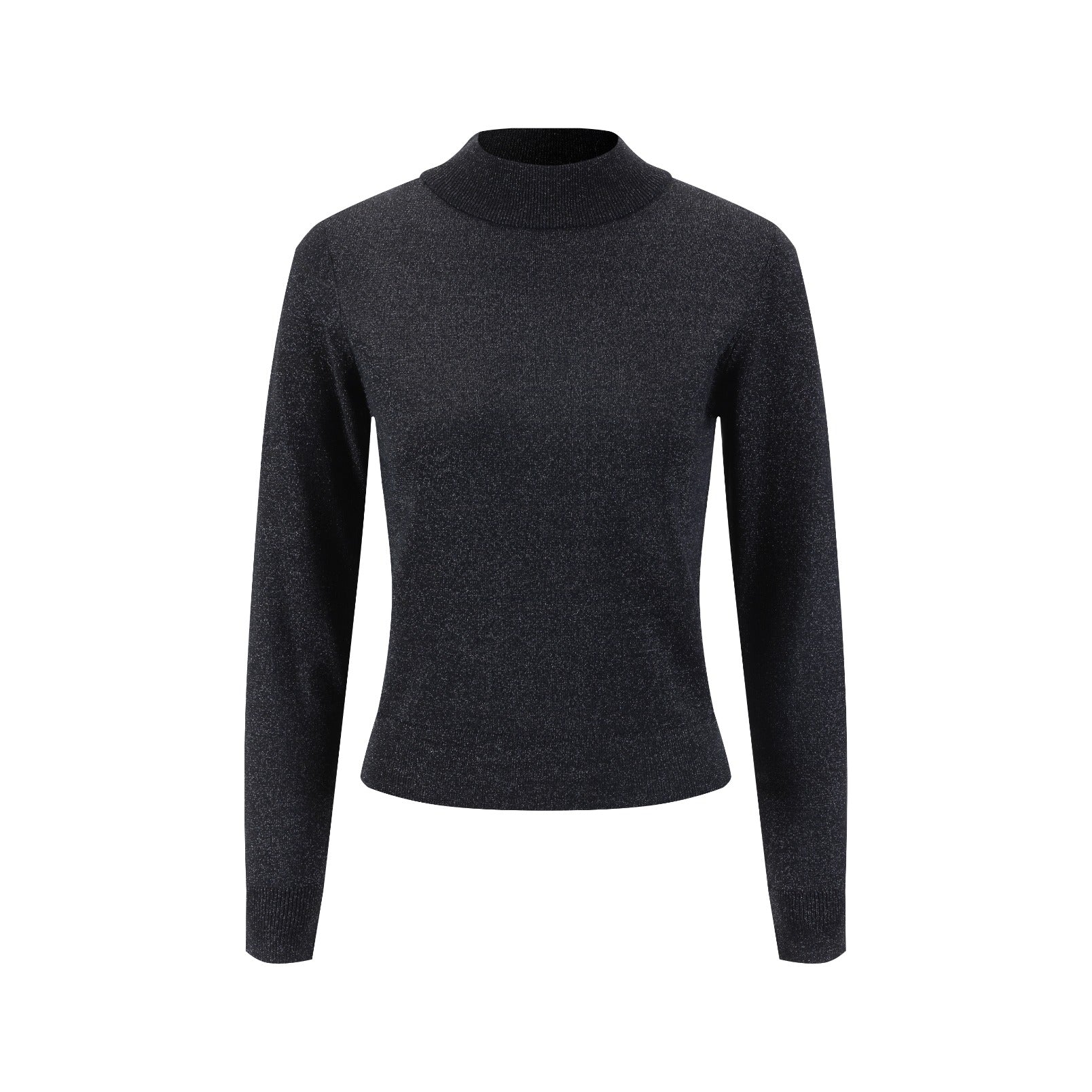 Metallic Silver Knit Turtleneck