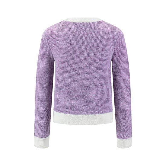 Purple And White Fuzzy Sweater