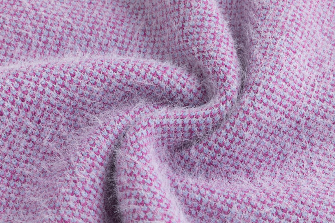 Purple And White Fuzzy Sweater