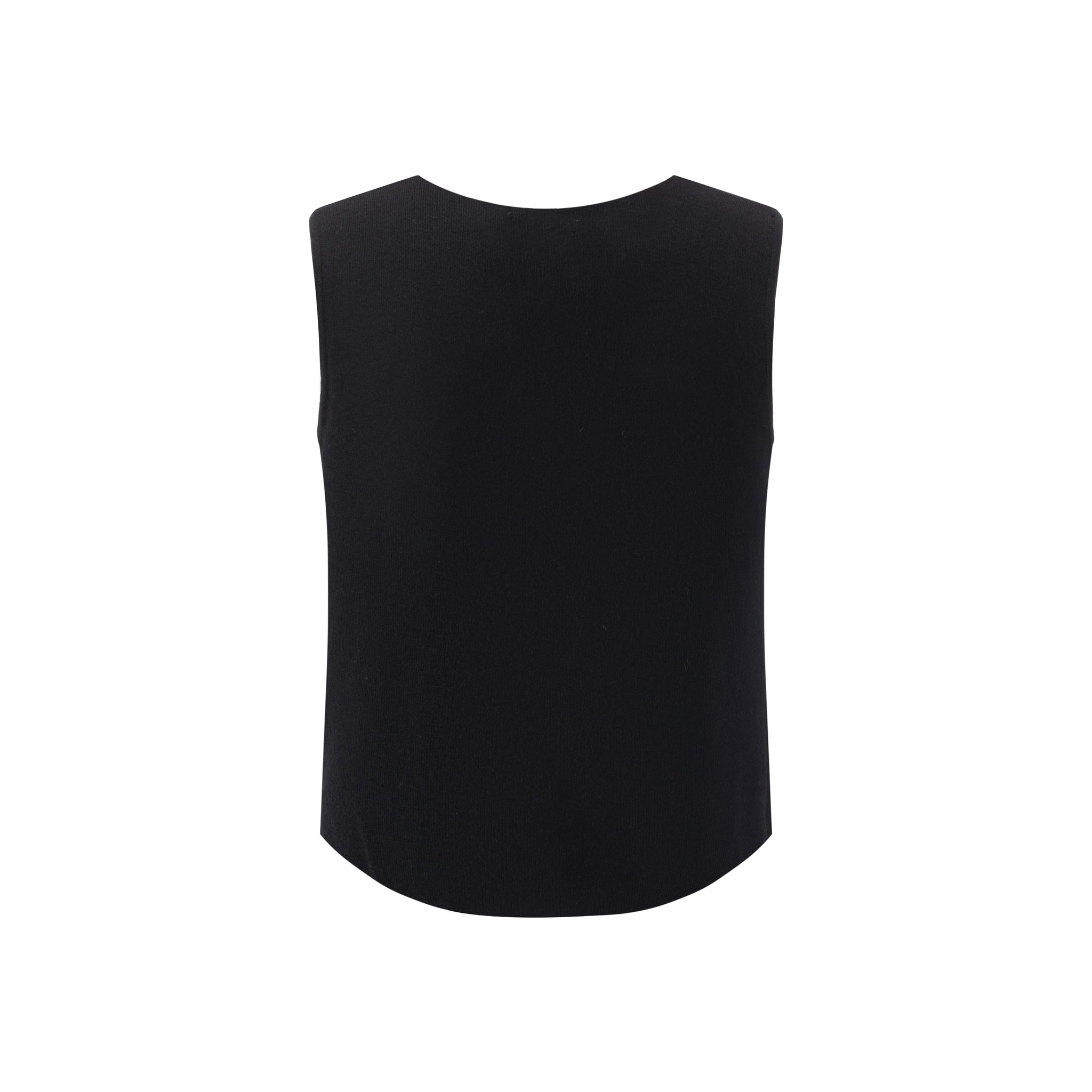 Black And Orange Flower Embroidered Vest