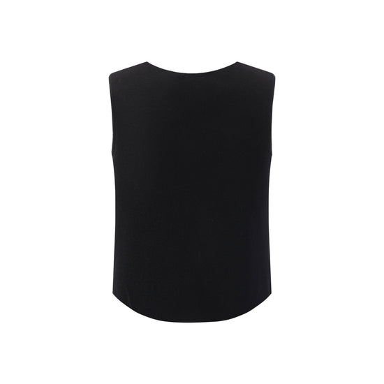 Black And Orange Flower Embroidered Vest