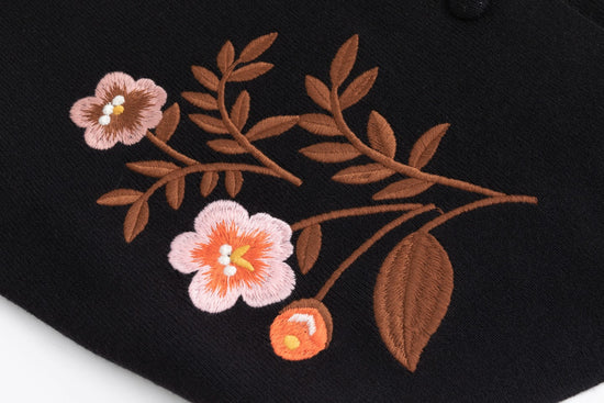 Black And Orange Flower Embroidered Vest