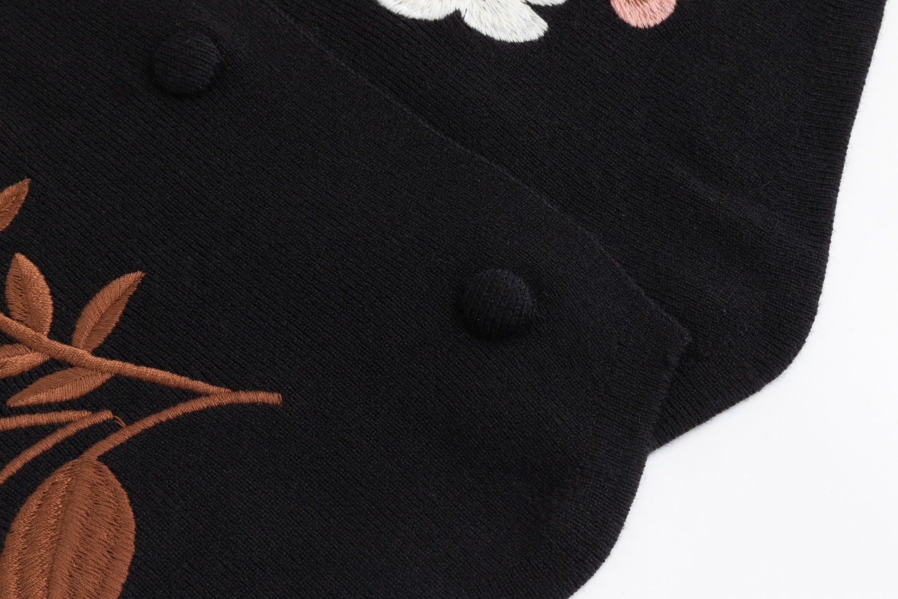 Black And Orange Flower Embroidered Vest