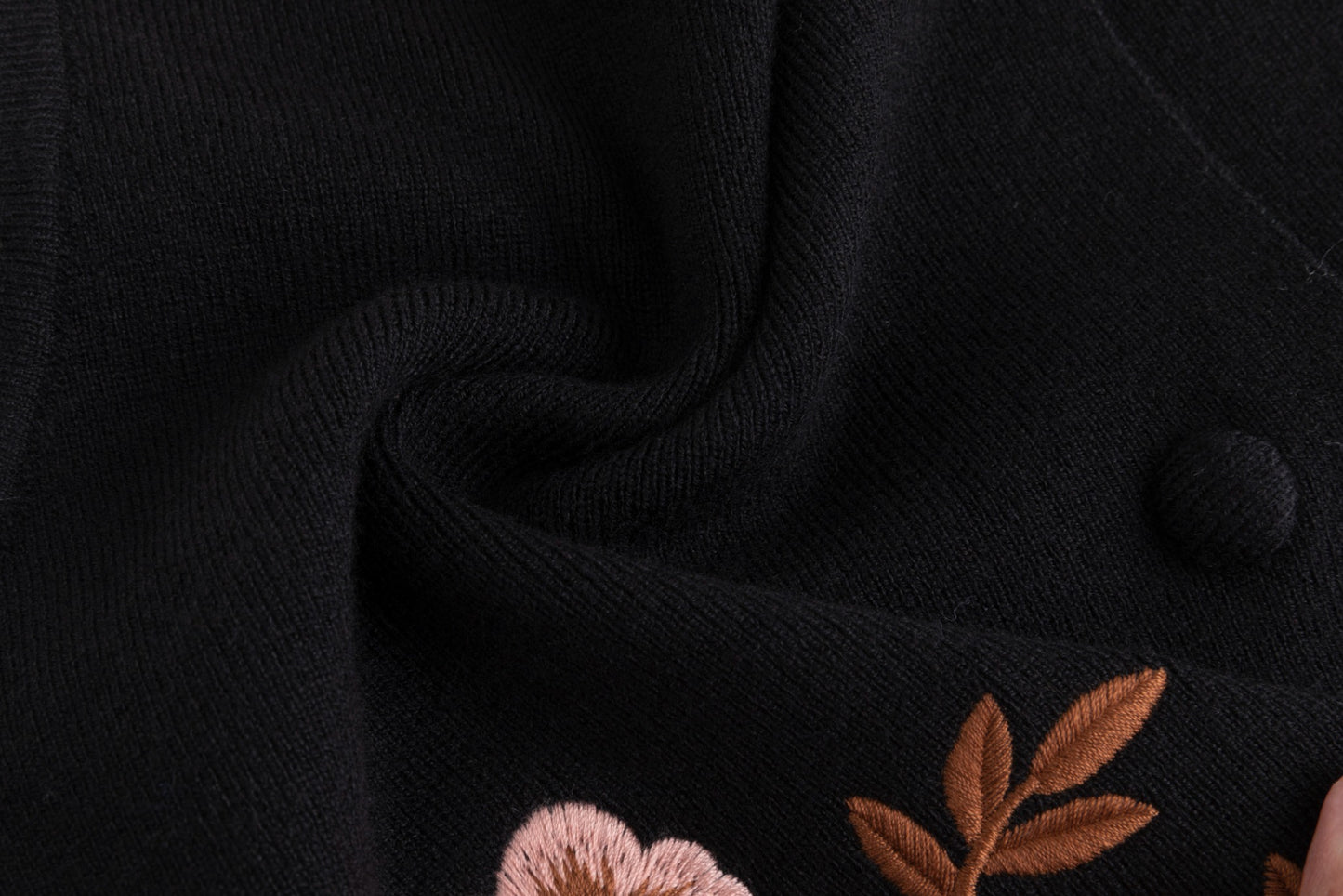 Black And Orange Flower Embroidered Vest