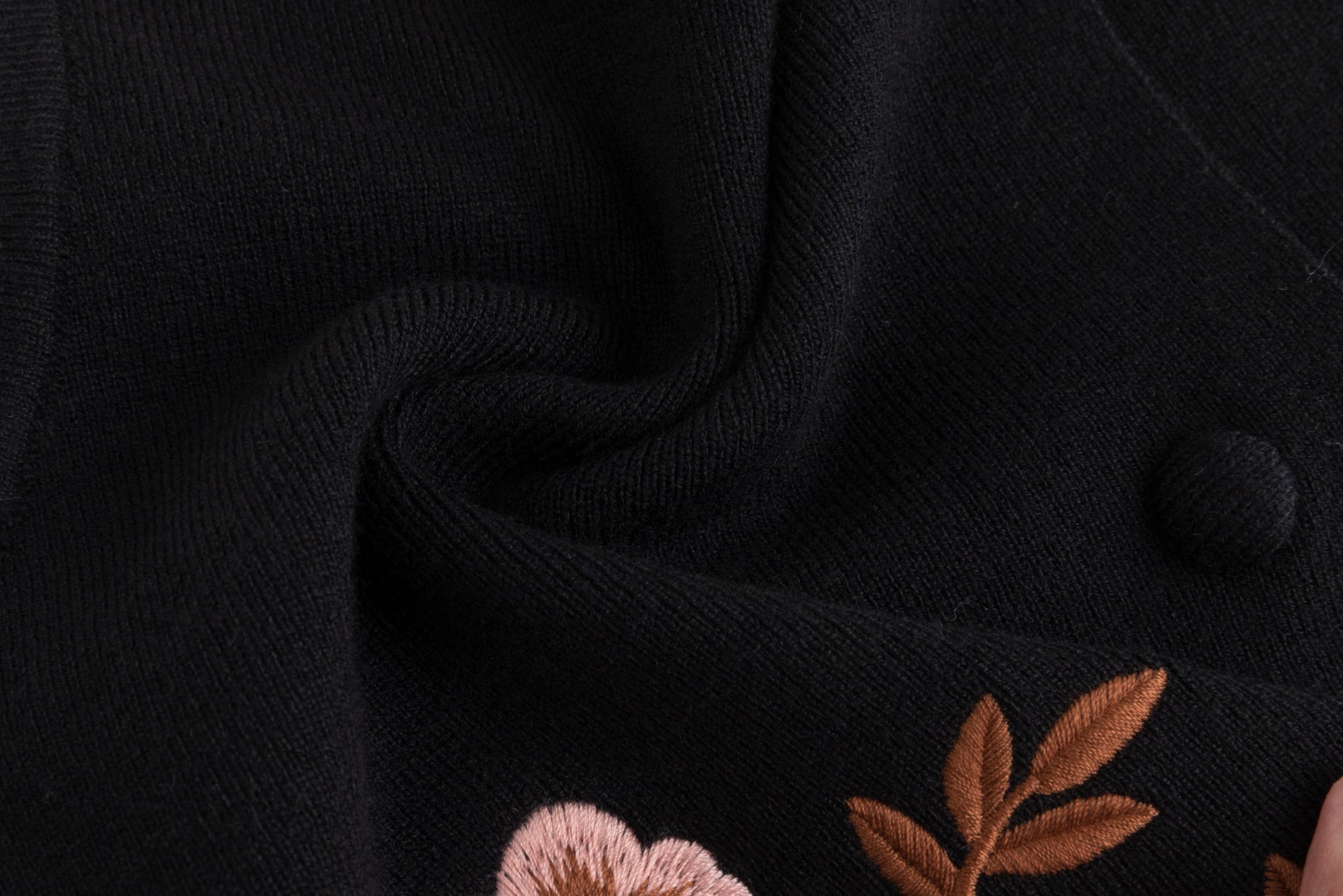 Black And Orange Flower Embroidered Vest