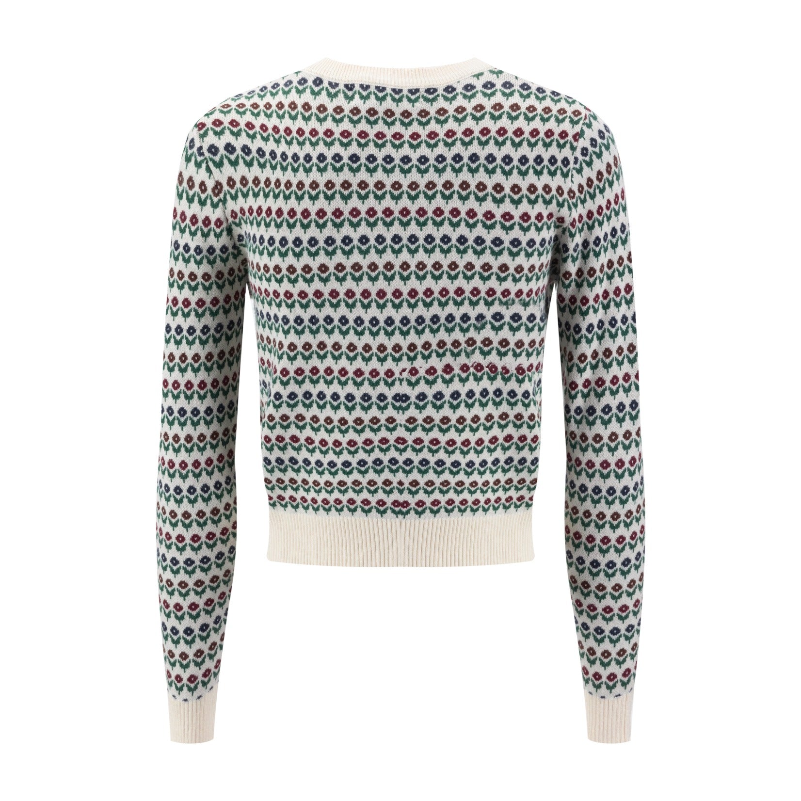 Knit Sweater With Maroon And Blue Small Flowers