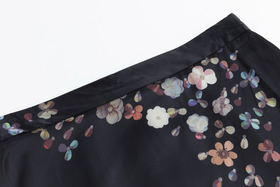 Slip Skirt With Multi Floral Print - Black