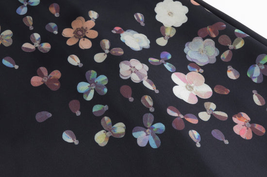 Slip Skirt With Multi Floral Print - Black