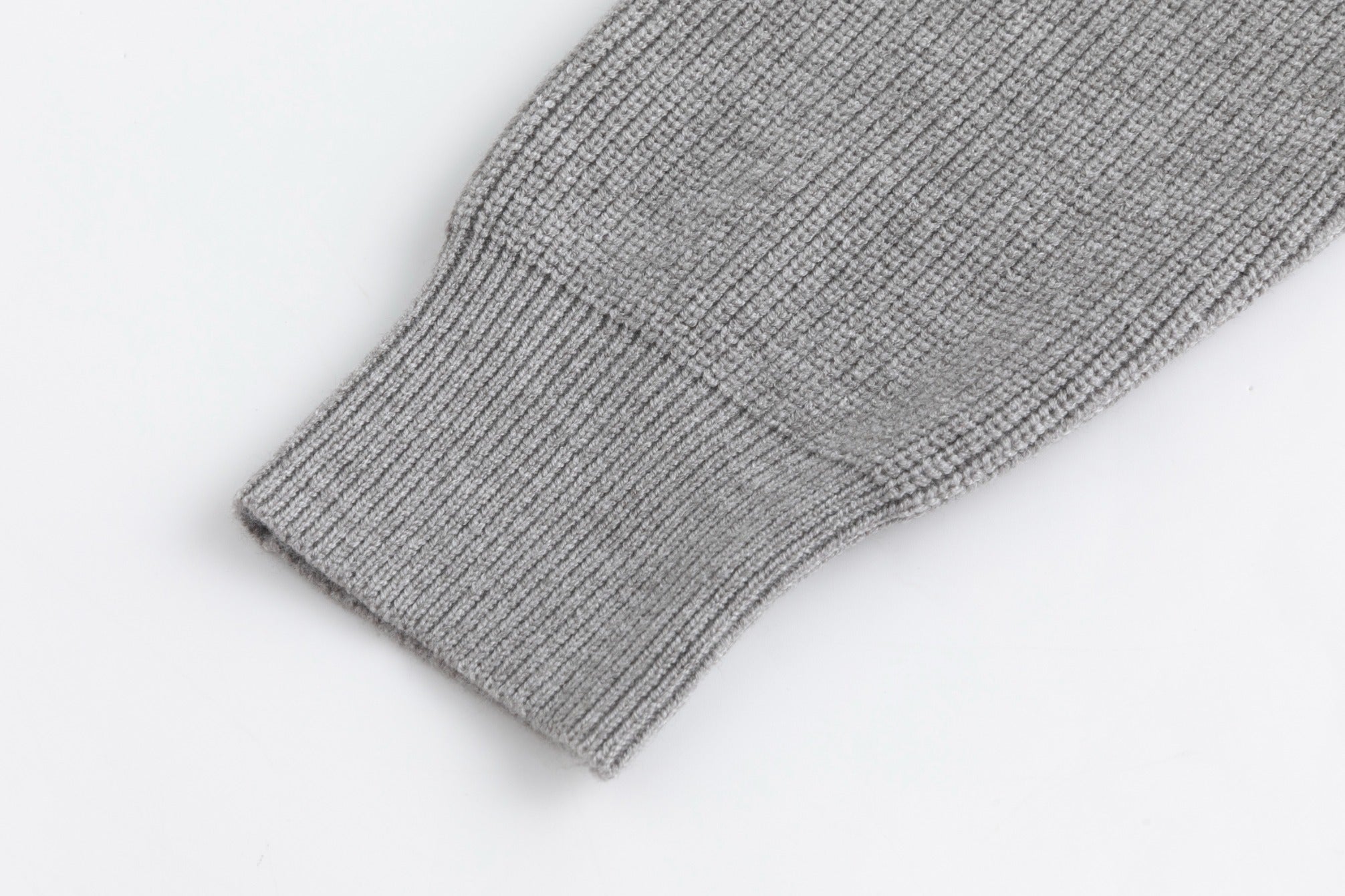 Grey Knit Sweater With Pink Stripe On Collar