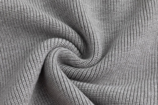 Grey Knit Sweater With Pink Stripe On Collar