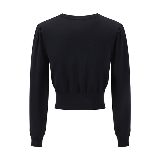 Black And Pink Embroidered Detailed Cardigan