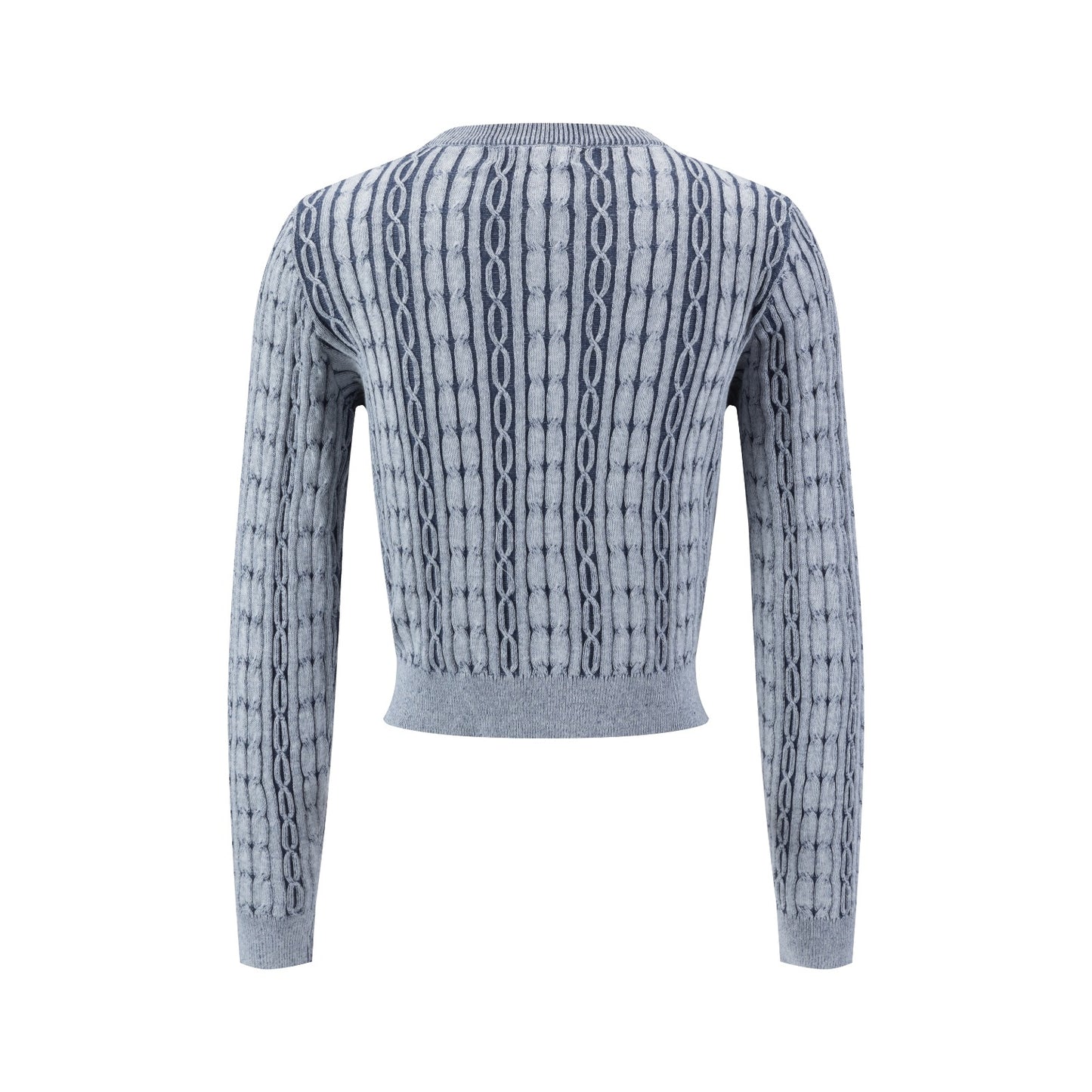 Light Blue Denim Wash Cable Knit Sweater