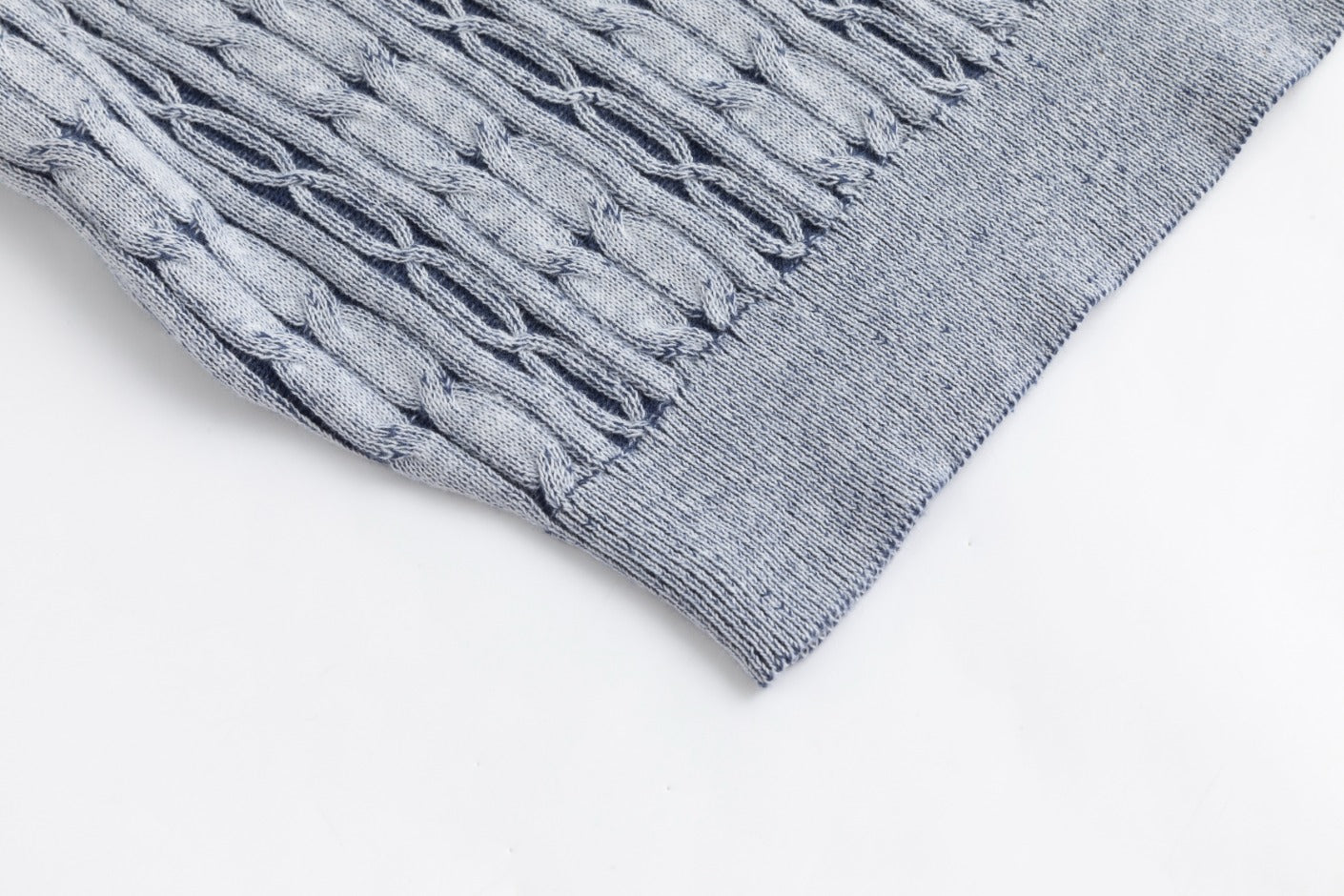 Light Blue Denim Wash Cable Knit Sweater