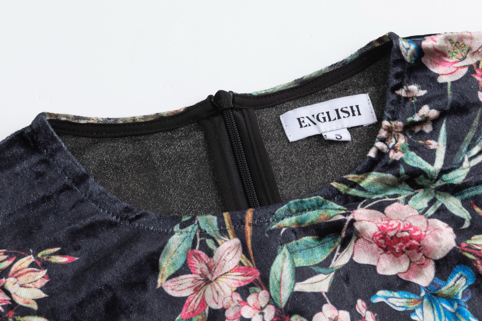 Velvet Printed Floral Dress With Knit Cardigan Overlay