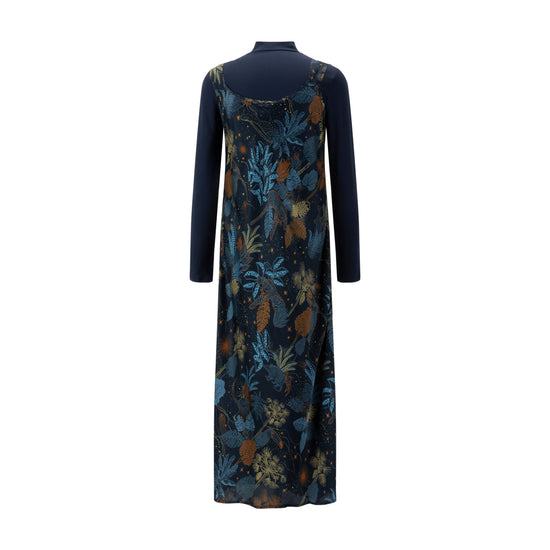 Navy And Brown Satin Jumper With Turtleneck Underlay