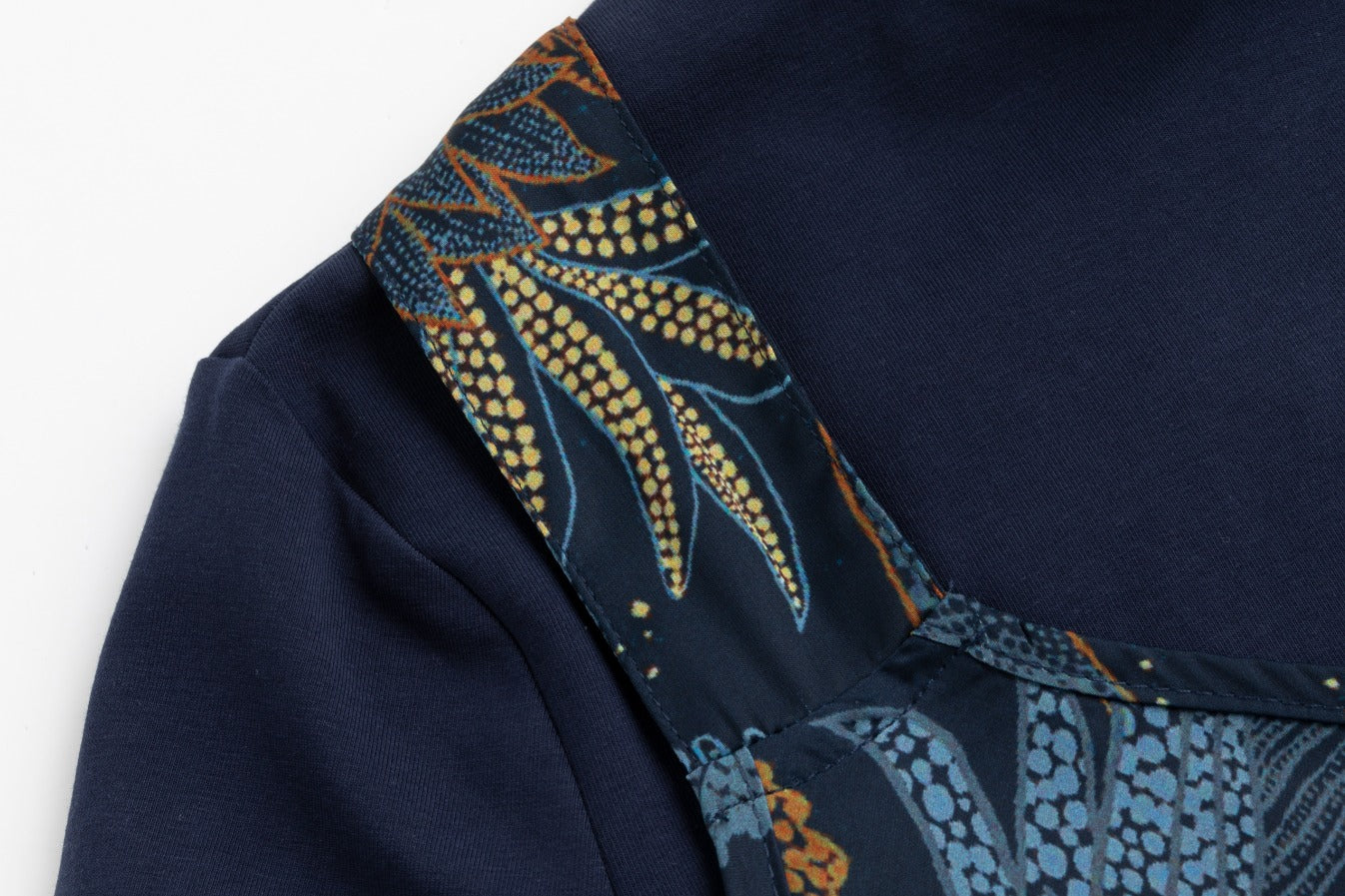 Navy And Brown Satin Jumper With Turtleneck Underlay