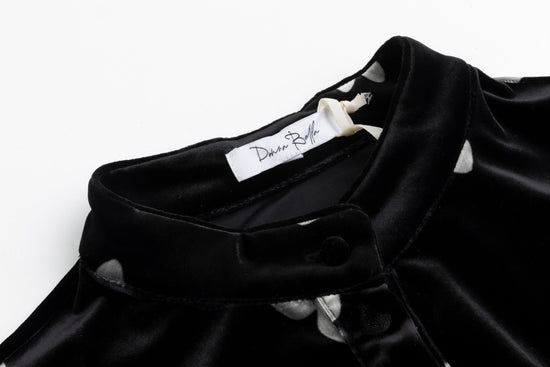 Black Butterfly Printed Velvet Dress