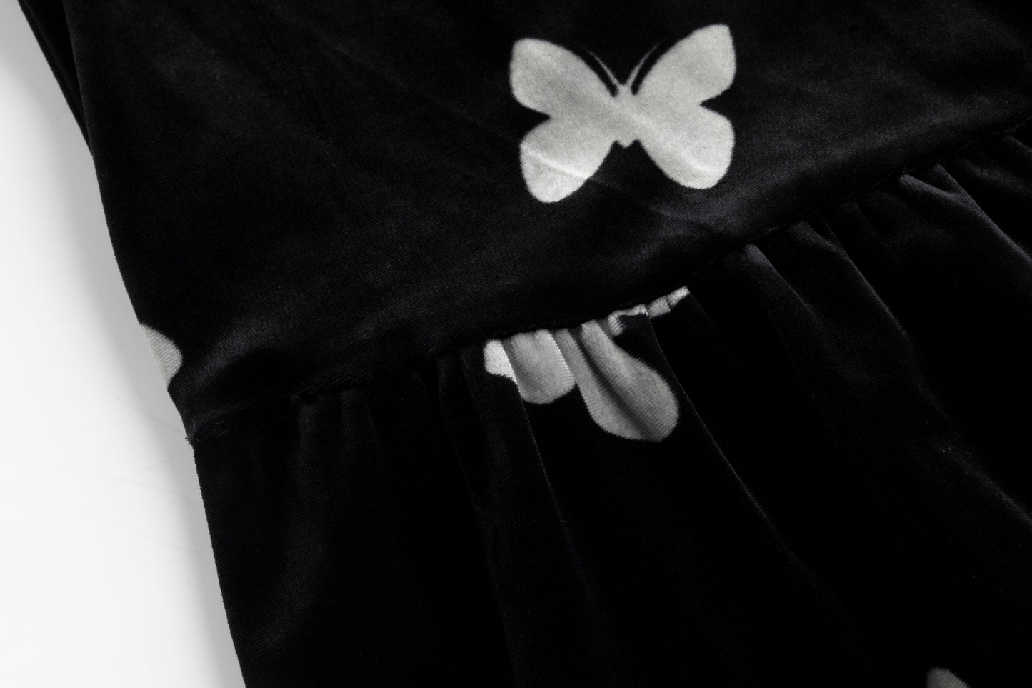 Black Butterfly Printed Velvet Dress