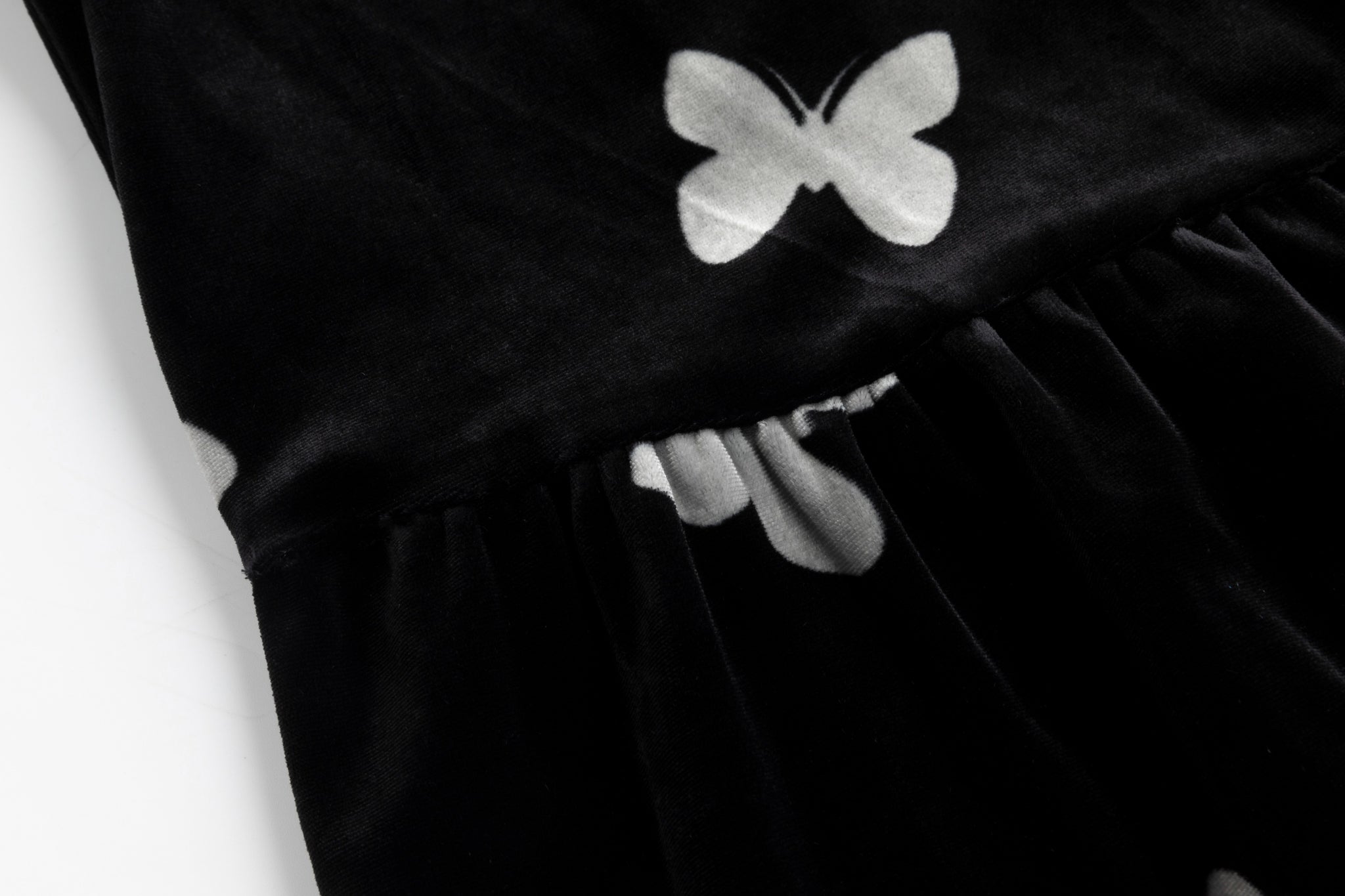 Black Butterfly Printed Velvet Dress
