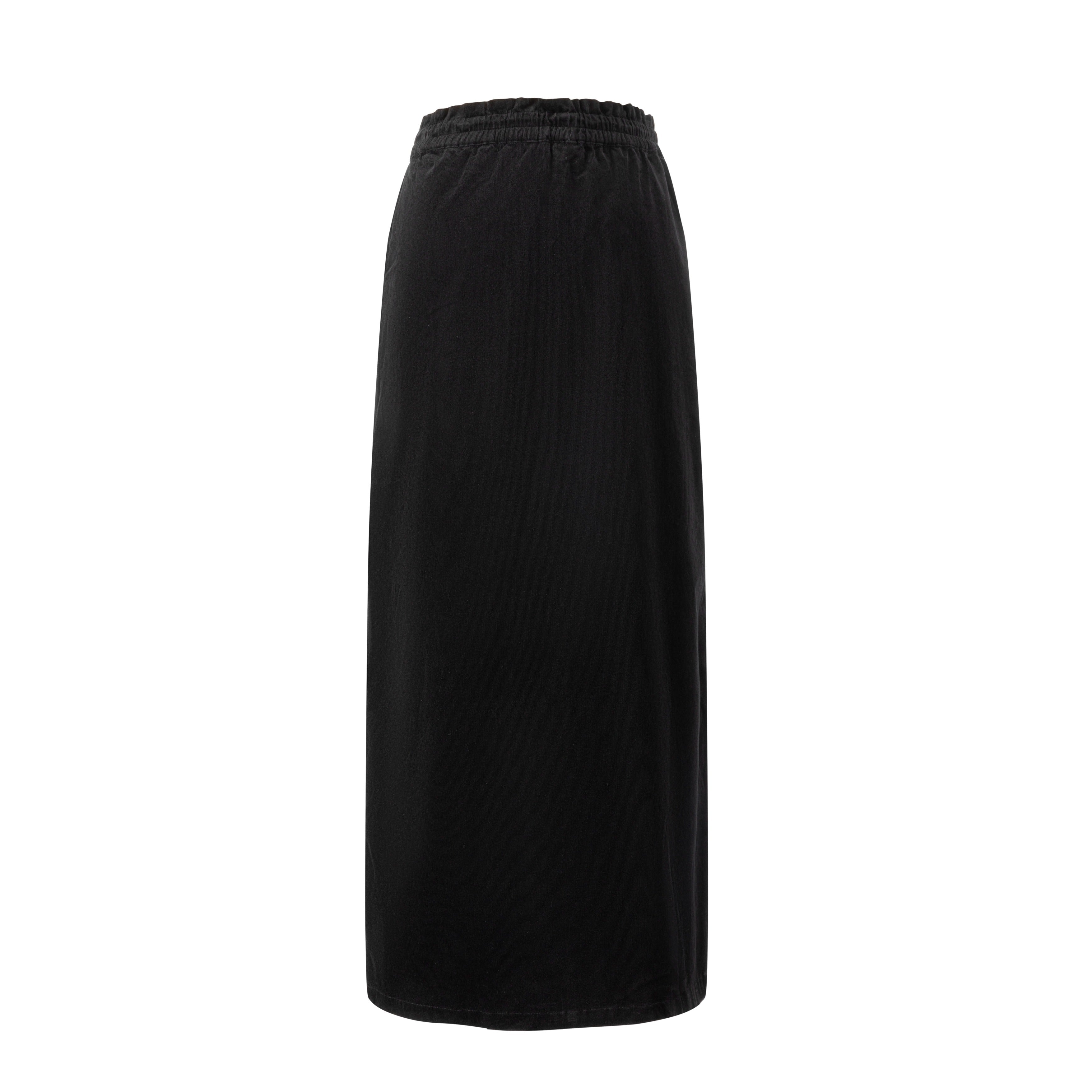 Corduroy Skirt With Drawstring - Black