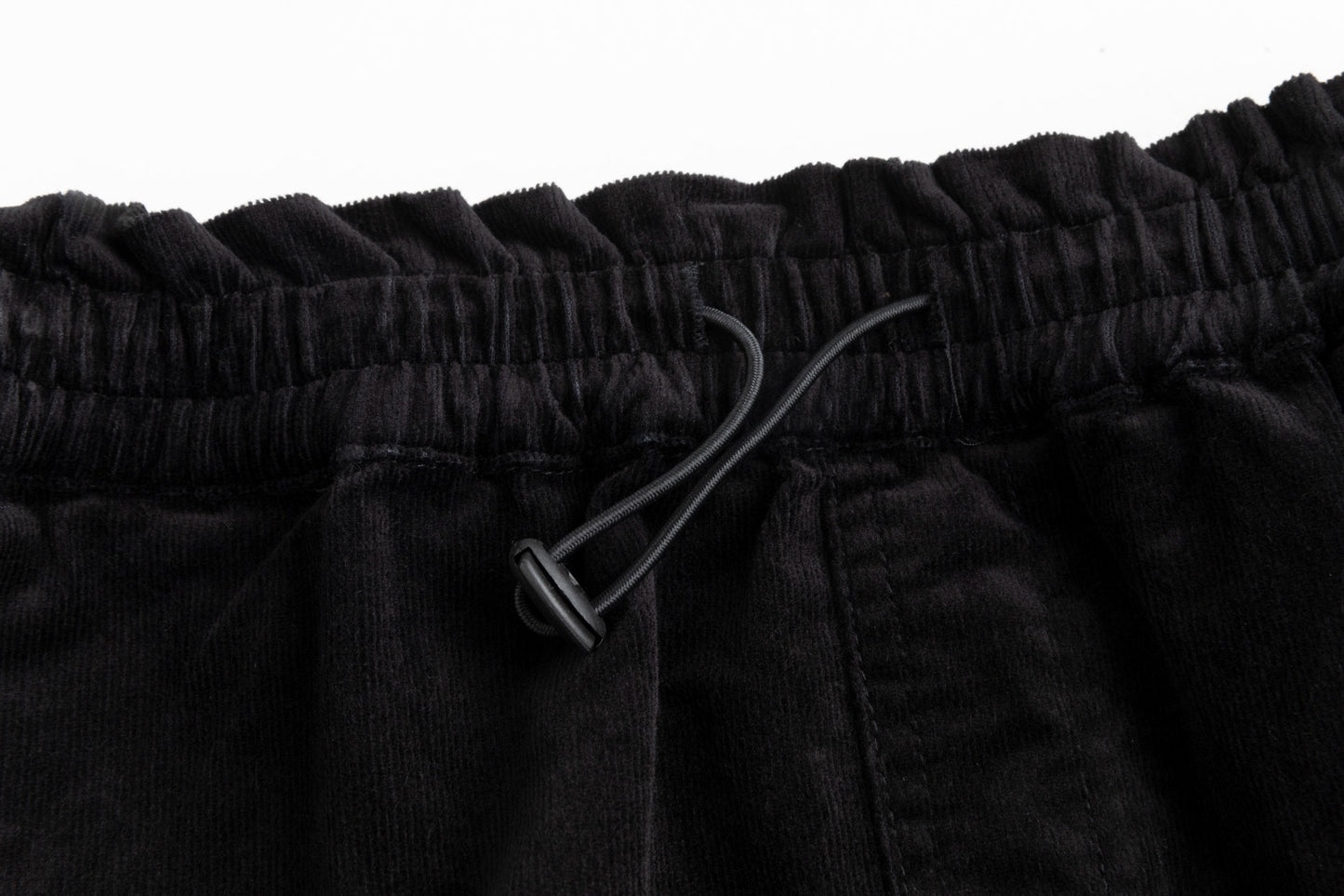 Corduroy Skirt With Drawstring - Black