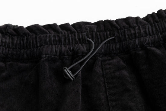 Corduroy Skirt With Drawstring - Black
