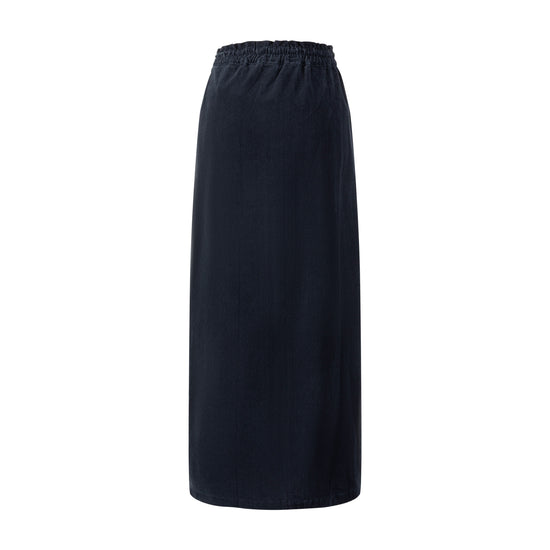 Corduroy Skirt With Drawstring - Navy