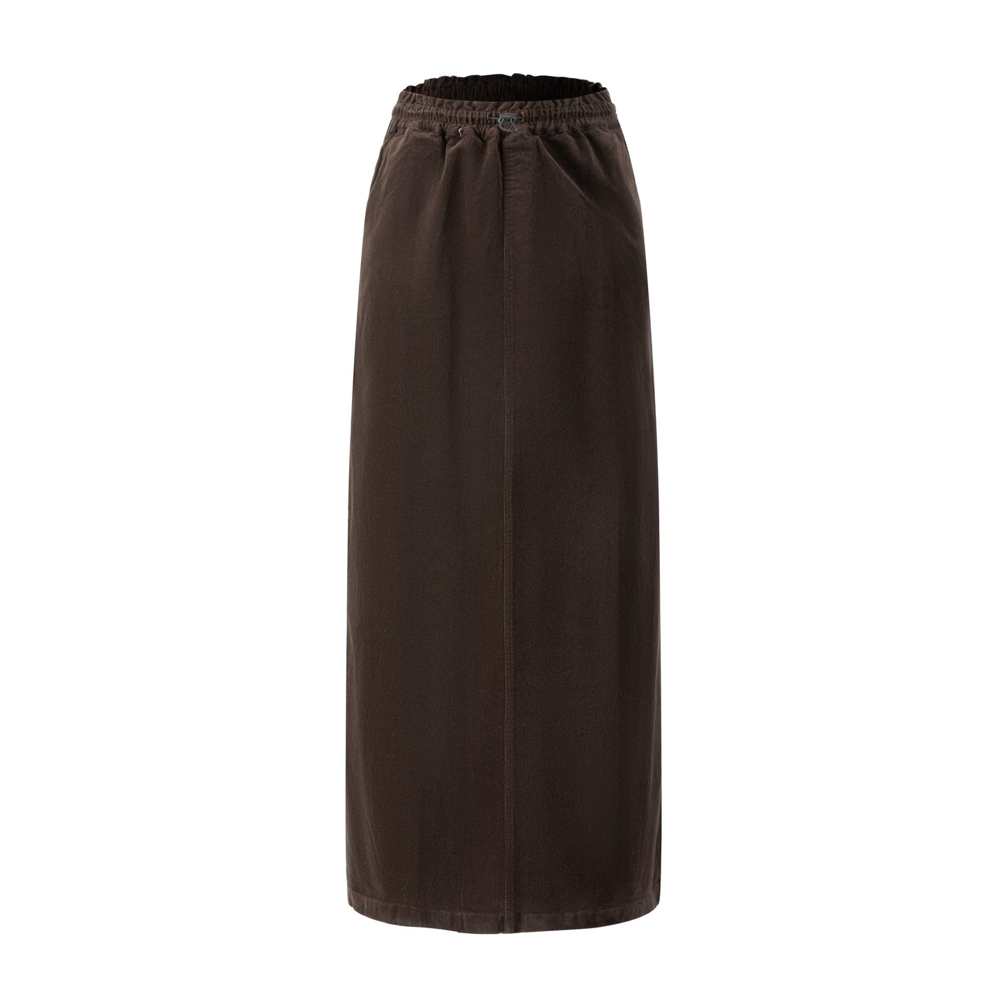 Corduroy Skirt With Drawstring - Brown
