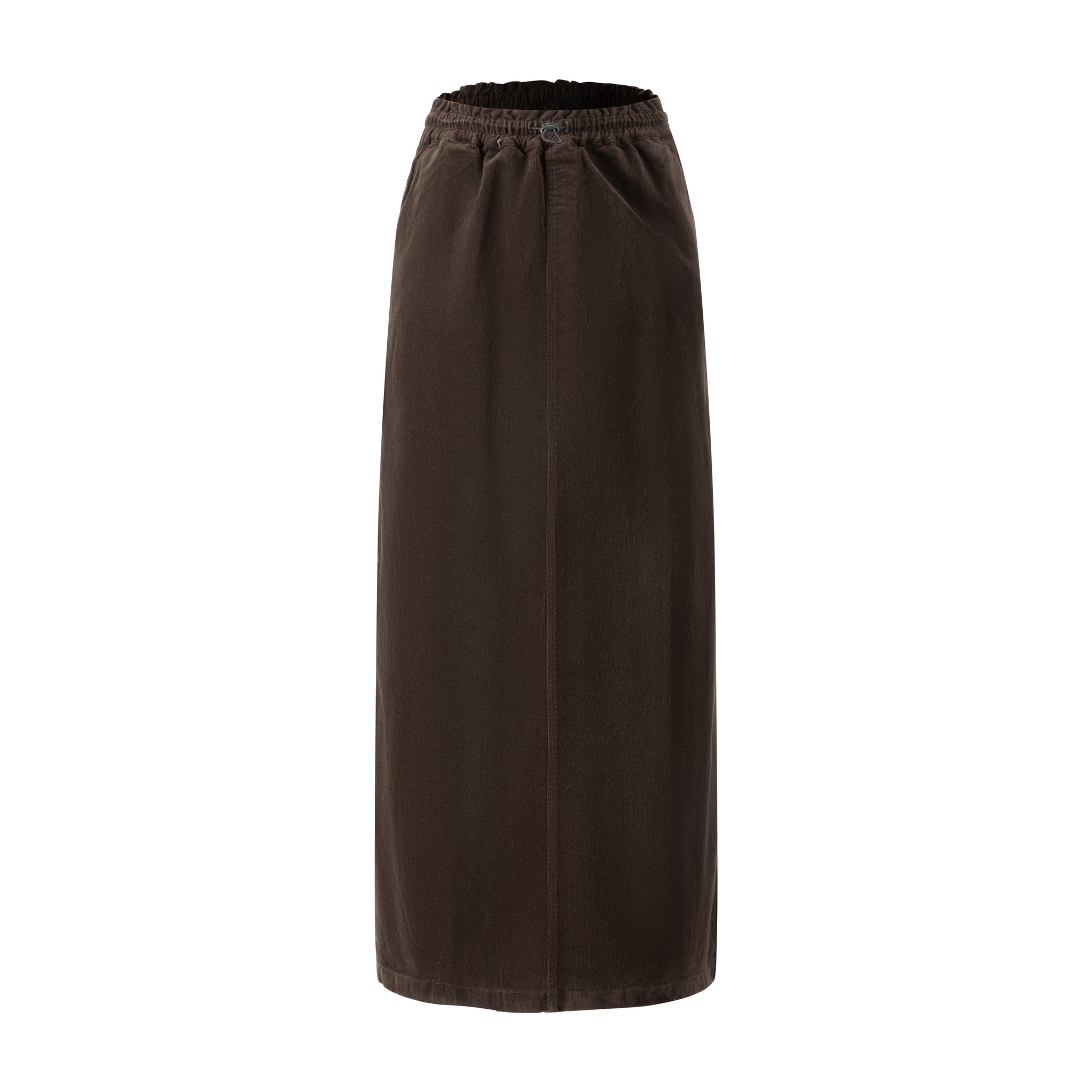 Corduroy Skirt With Drawstring - Brown