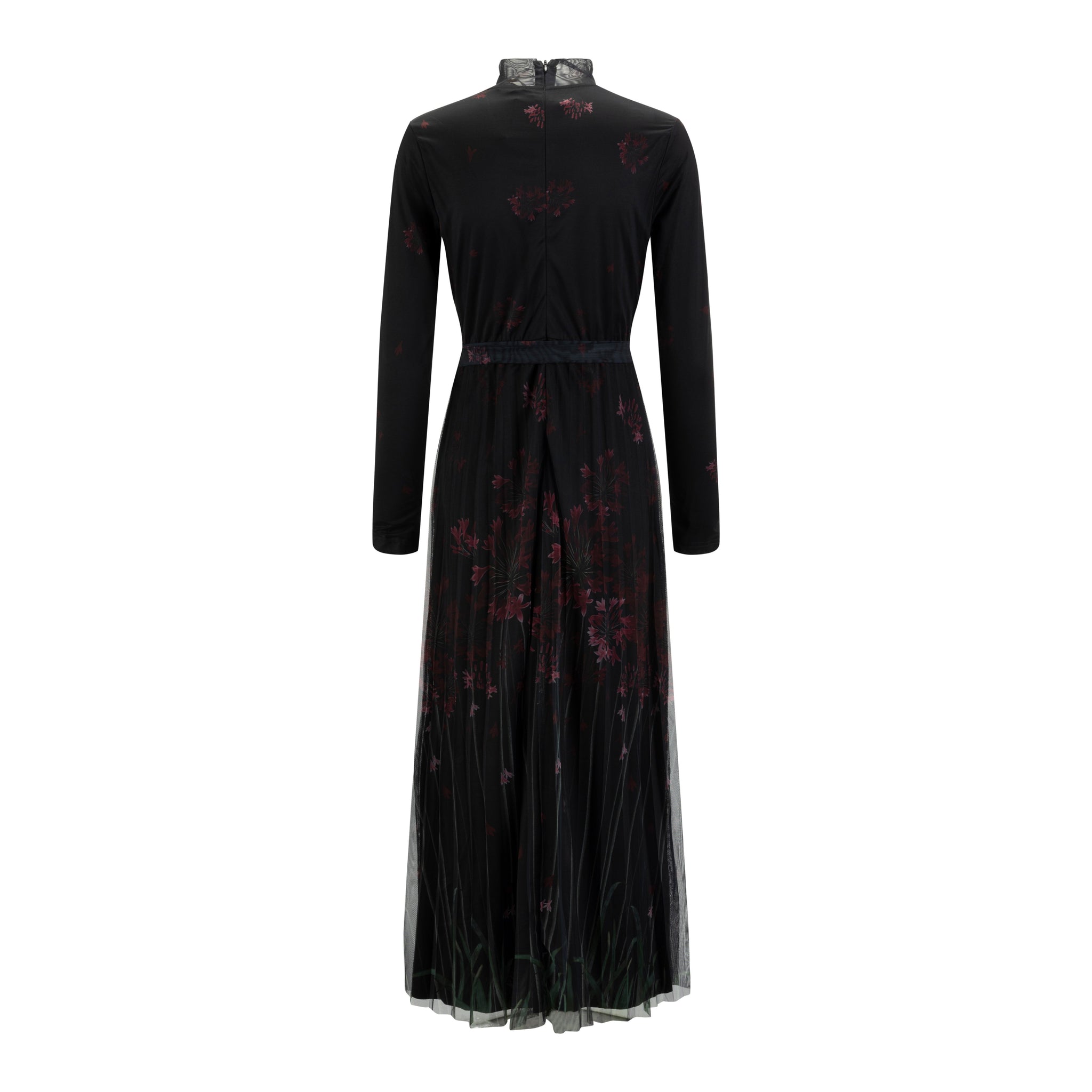 Floral Printed Mesh Pleated Dress