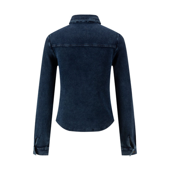 Ribbed Denim Shirt - Blue