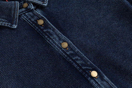 Ribbed Denim Shirt - Blue