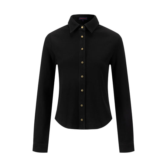 Ribbed Denim Shirt - Black