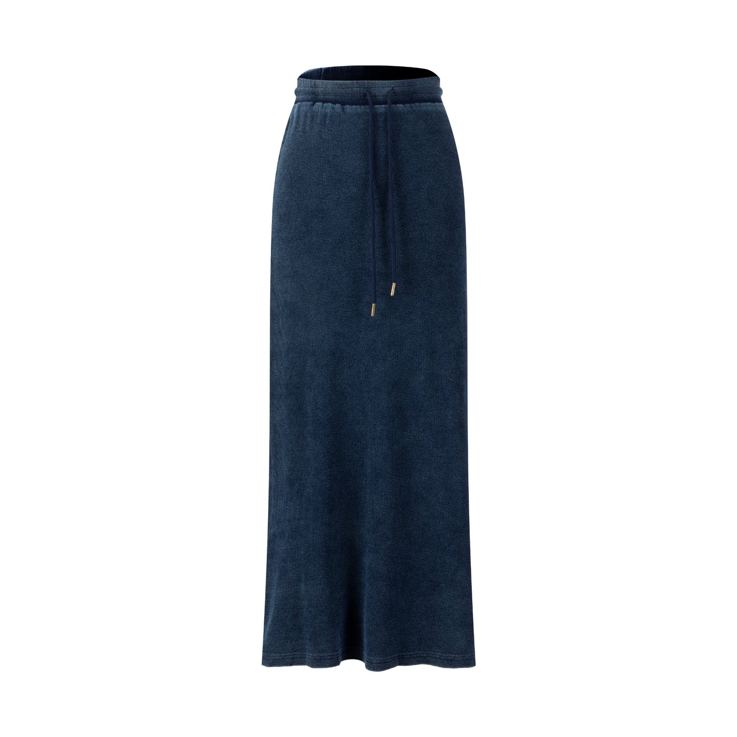 Ribbed Denim Skirt - Blue